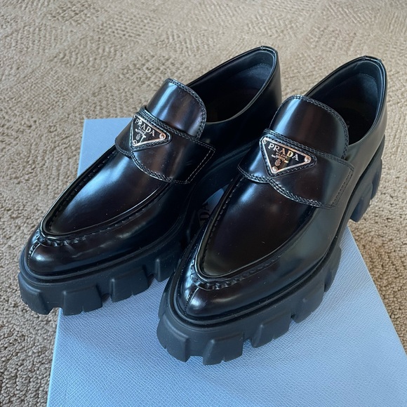 Prada Monolith Loafers 37.5 - Picture 1 of 12